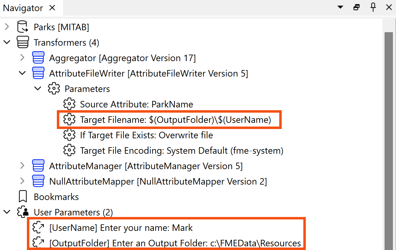 Embedded parameter example